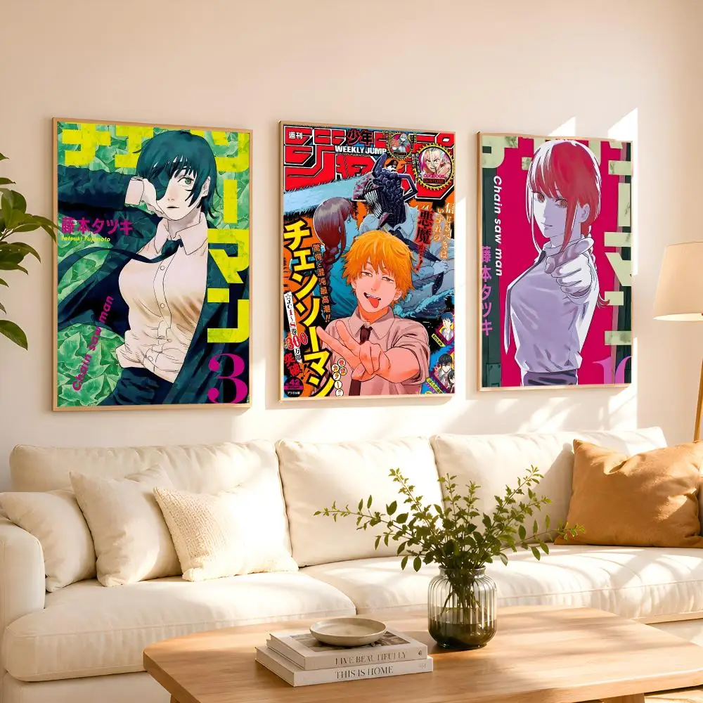 C-Chainsaw Man Anime Poster 1PC HD Matte Peel And Stick Wall Decor For Bedroom Living Room Dorm Office
