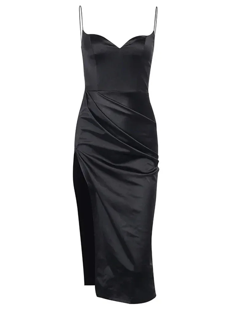 Vestido sexi con abertura para mujer, vestido americano Hotsweet ceñido con tirantes finos, camisola, novedad de verano, Vestidos ajustados a la moda para mujer