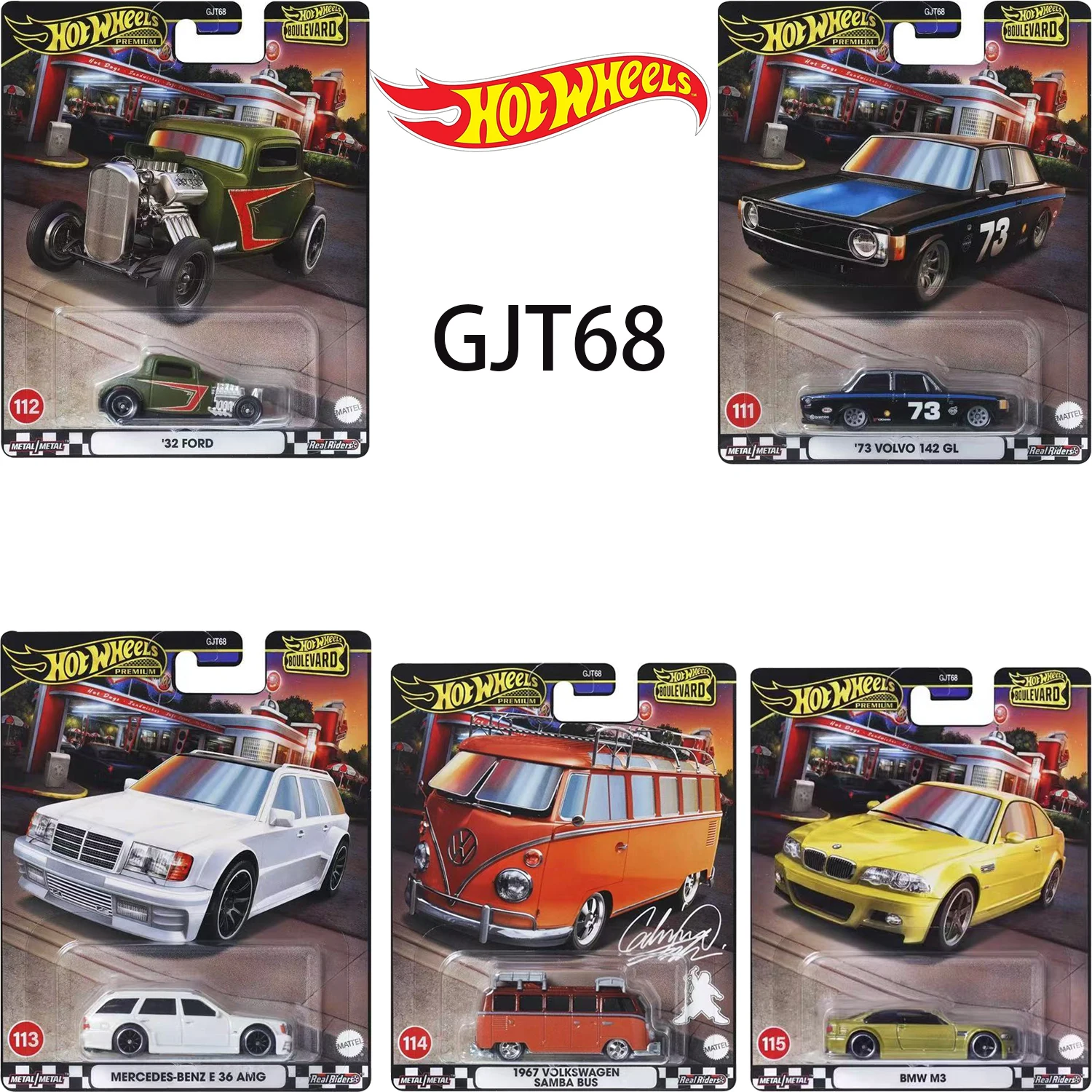 

Hot Wheels GJT68 1:64 Scale Gold Boulevard Car Culture T1 S15 E63 Alloy Model Car Collection Toy Shipping Protection