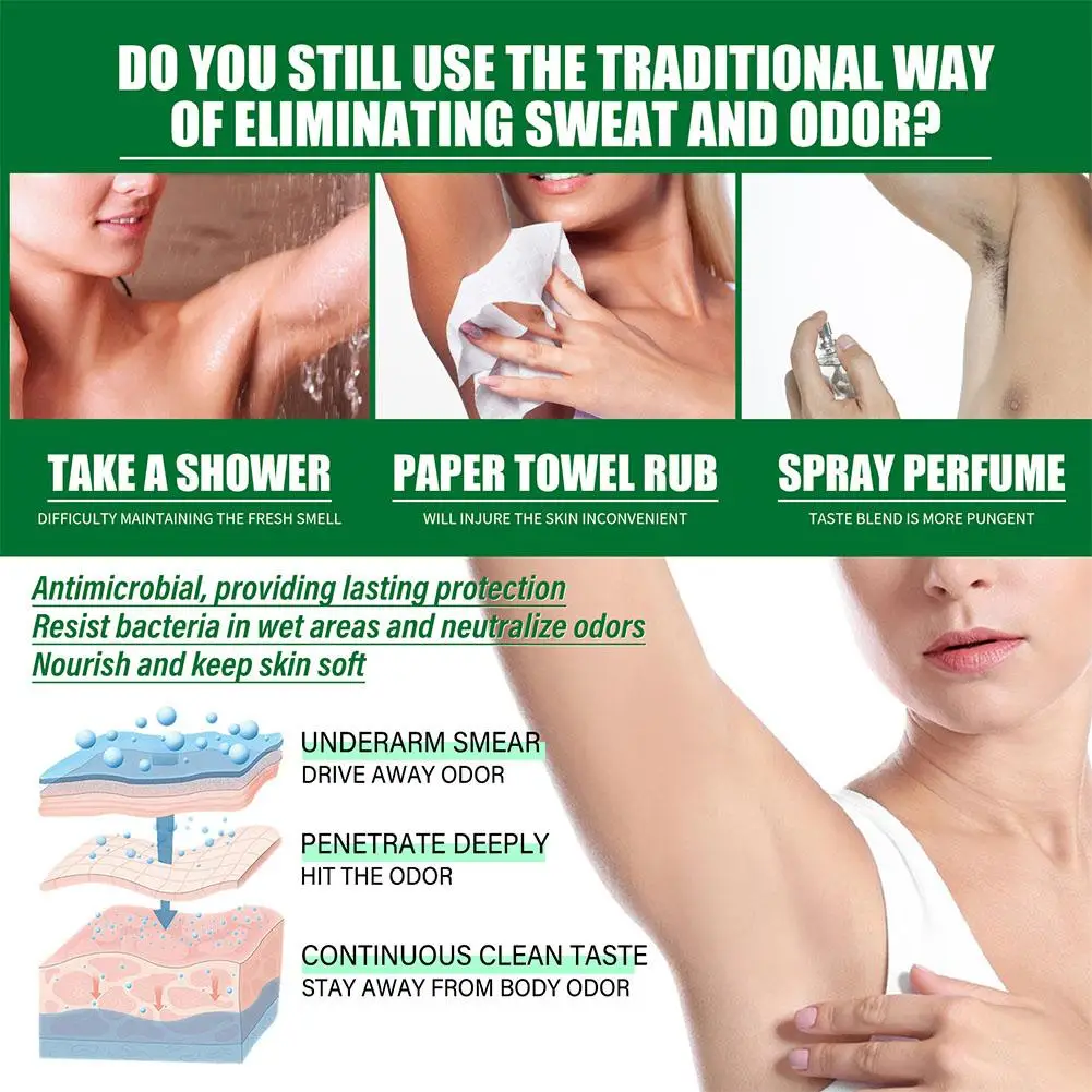 Underarm Odor Removal Spray Antiperspirant Deodorant Remove Foot Odor Body Odor Refreshing Body Mist Dry Non-Tacky 10g