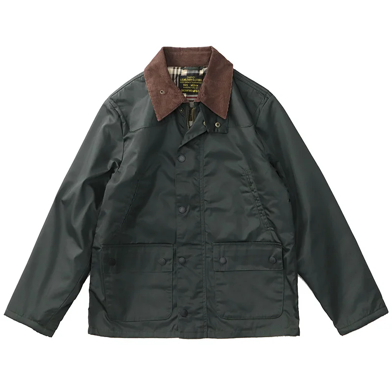 4601# Autumn and Winter New American Retro Reelin Wax Jacket Men\'s Simple Multi-pockets Casual Thick Cotton-padded Cargo Coat