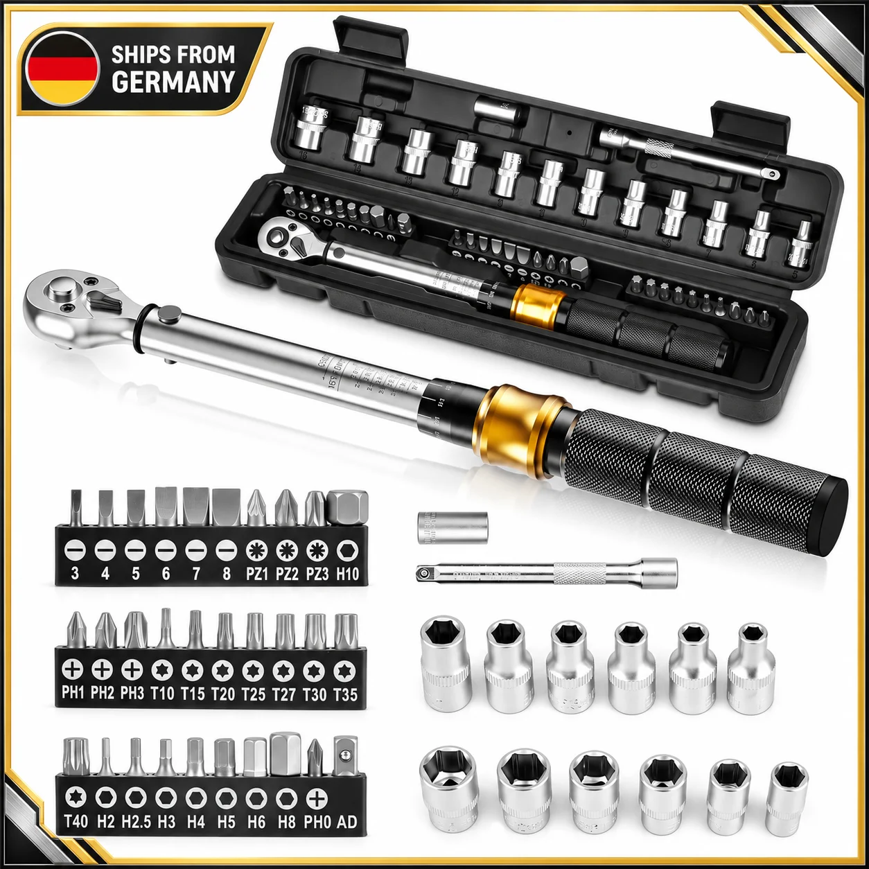 Chiave dinamometrica, chiave a brugola regolabile di precisione con attacco da 1/4", 5-25 N.m, utensile manuale professionale per la riparazione di biciclette, motocicli e automobili.