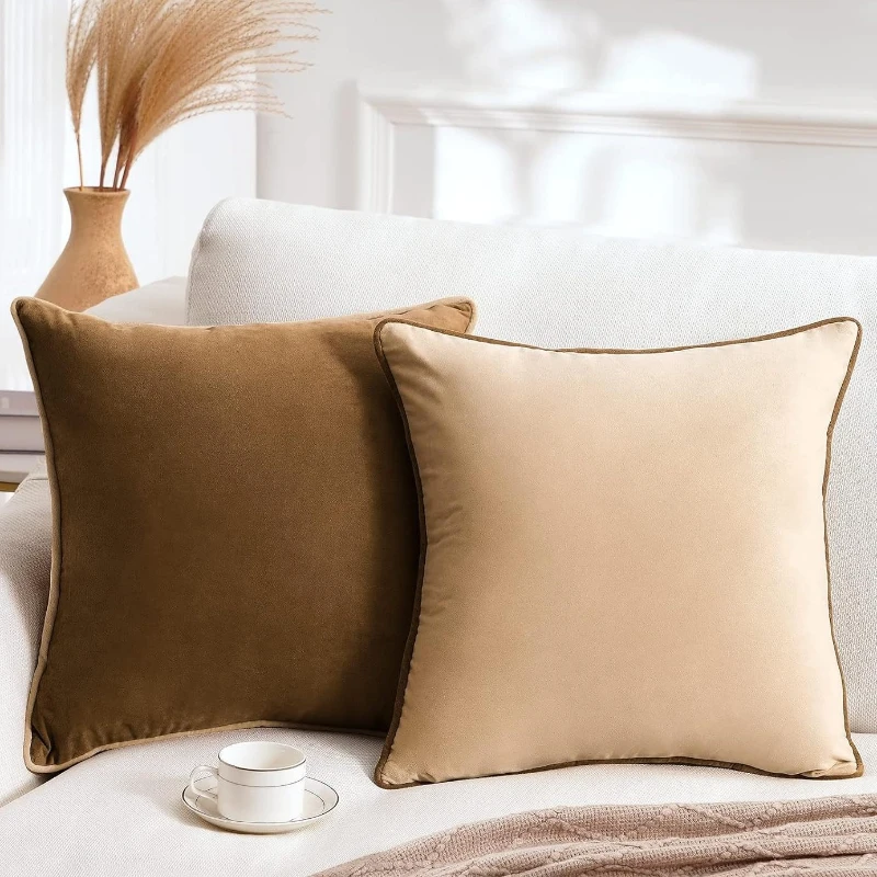 

2Piece Soft Velvet Pillow Cover Solid Color Pillowsilp Luxury Sofa Cushion Cover 60*60 Large Backrest Pillowcase for Living Room