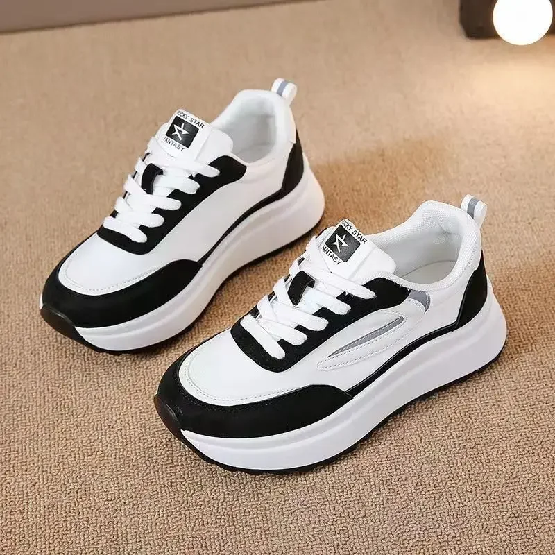 Women Spring and Autumn New Korean Style All-match Casual Sports Shoes Young Student Thick Sole Sneakers Women\'s Running Shoes