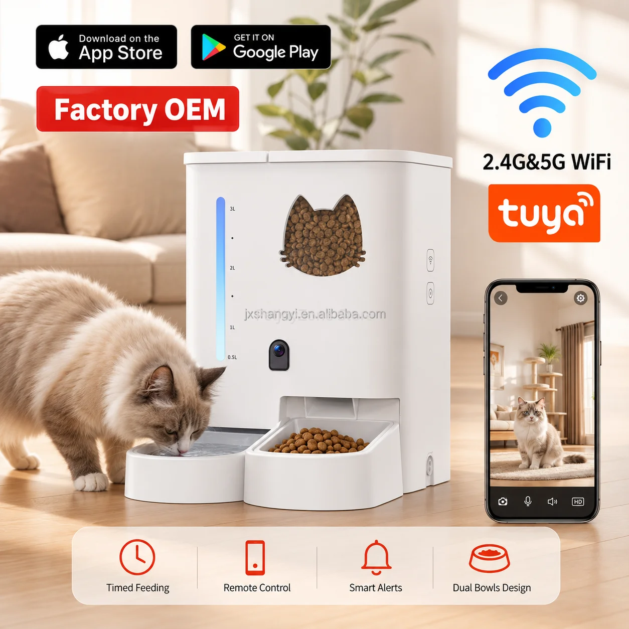Comedero y Bebedero Automático 2 en 1 para Mascotas, Dispensador Inteligente de Agua y Comida