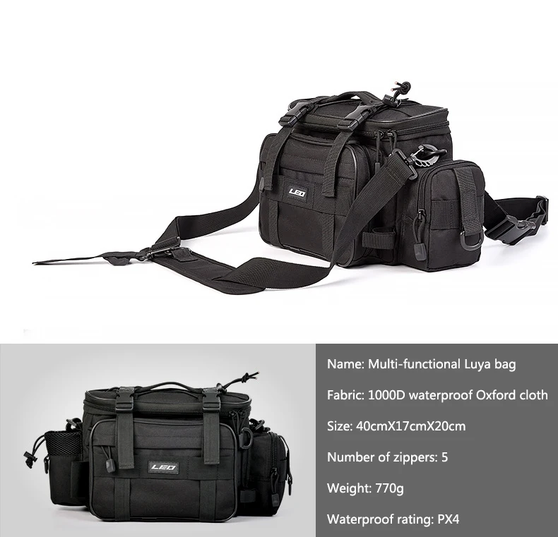 Outdoor Fishing Tactical Tackle Bag,Soft Side Water-Resistant Cross Body Sling Fishing Bag,Waist Pack Fishing Gear Bag