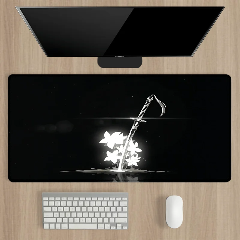 

White lily and sword patterned gaming mouse pad and anti-slip natural rubber table mat are suitable for gamers and professionals