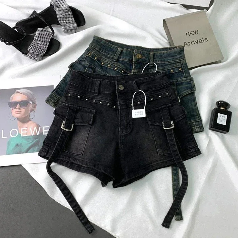 Y2K 2000S Cargo Denim Shorts Donna Streetwear Vintage Pantaloncini a vita alta Jeans Estate Harajuku Coreano Sexy Hot Pantaloni corti Nuovo