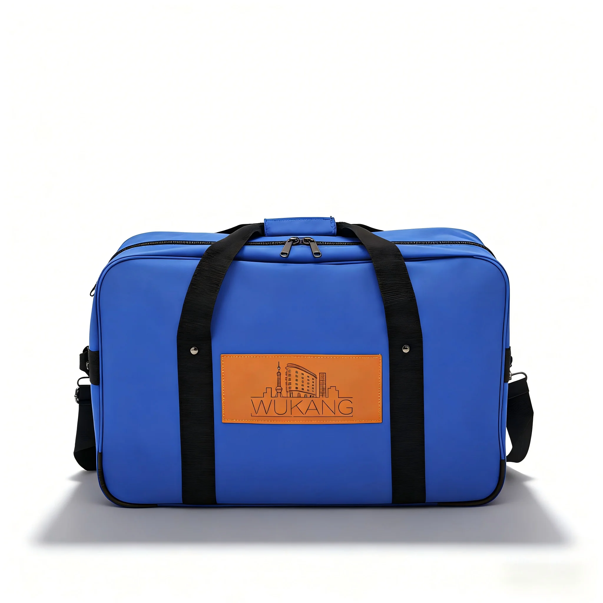 

1 шт. синяя дорожная сумка с коричневым логотипом Wukang Building, прочная и стильная для поездок