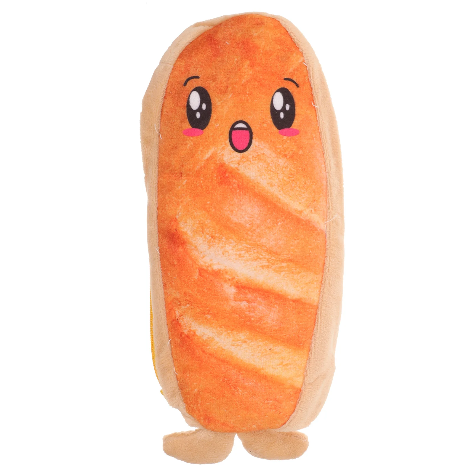 

Bread Shape Pen Bag Antiwear Material Durable Cute Design Smooth Zipper Multifunctional Storage Stationery Keys Coins