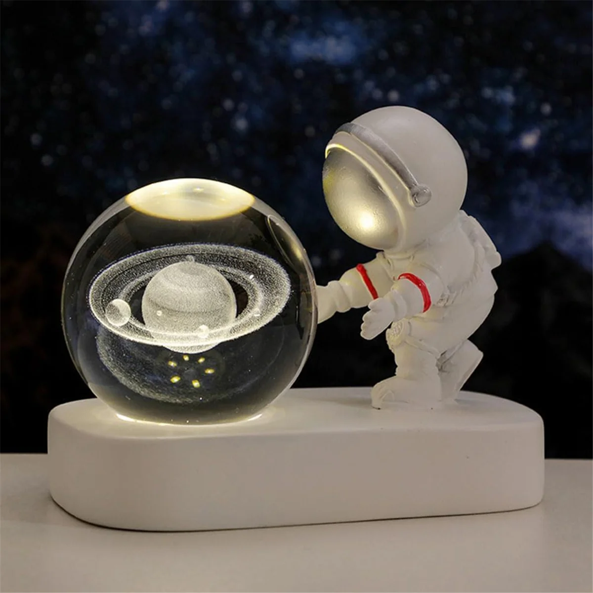 Night Light,Astronaut'S Starry Walk Crystal Ball Night Light,USB Link,Holiday and Anniversary Gifts,Creative Ornaments