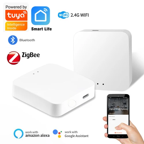 Tuya-puerta de enlace multimodo inteligente inalámbrica, Bluetooth, ZigBee, Hub de malla, control de hogar inteligente, aplicación Smart Life, funciona con Alexa y Google Home