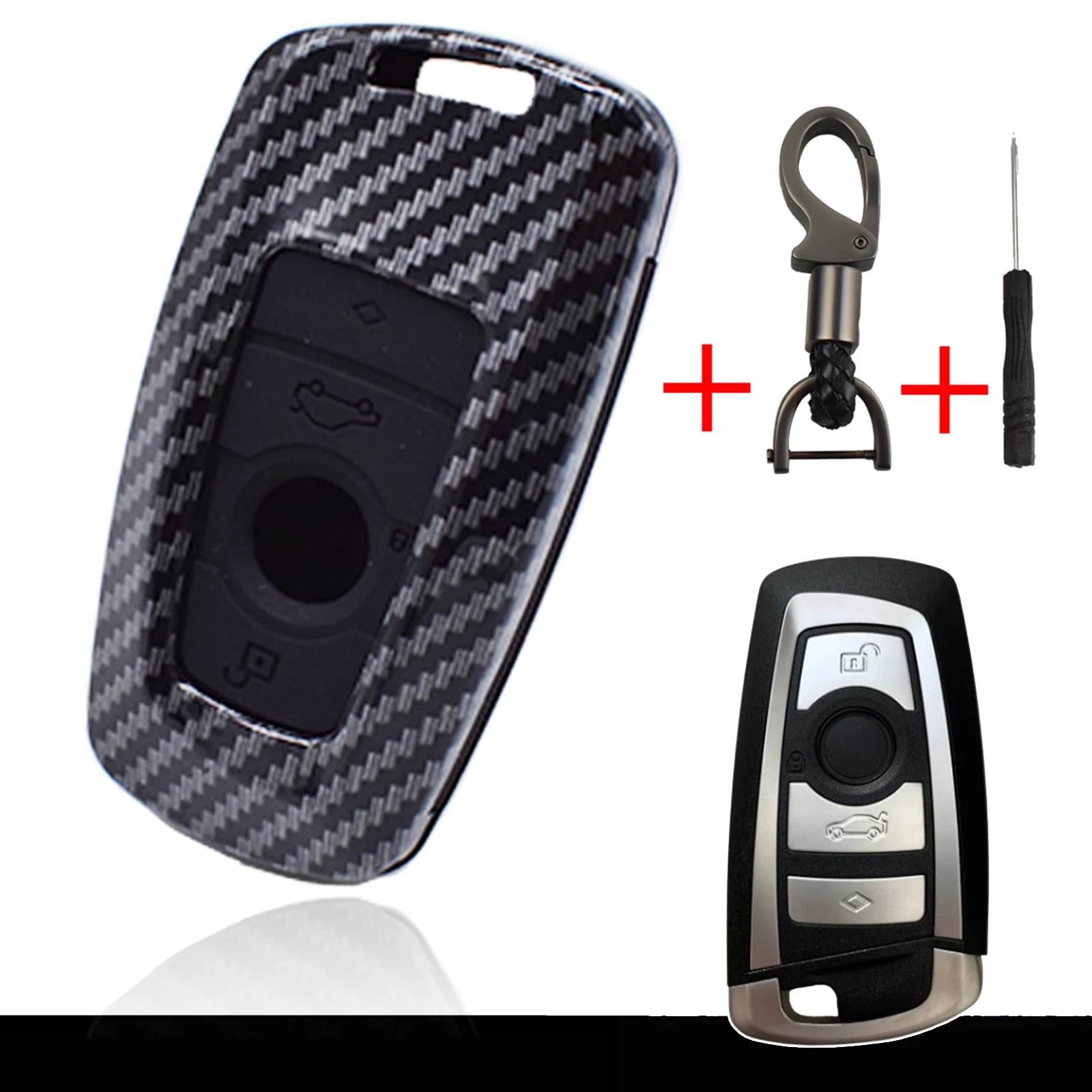 4 Button Carbon Fiber Car Smart Key Fob Shell Cover Case Skin Holder Protector For BMW 1 2 3 4 5 6 7 Series M2 F87 M3 F80 M4 F82