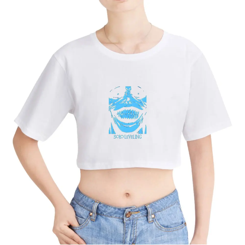 Solo Leveling Vintage 90s Crop Top T-Shirt Fashion O-Neck Tops Oversize Tshirt Fashion Women Tee Blusa Y2k Top