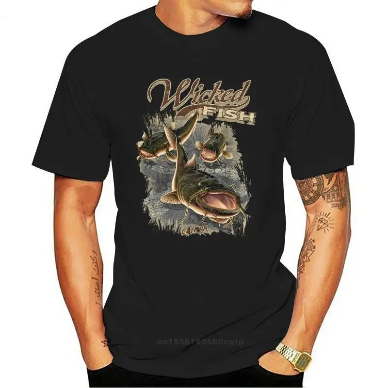 New Catfish Fish Fishing T Shirt Mens Hunting Wicked Catfish Fishing Tee S-3Xl 3Xl Brand Clothing Tee Shirt