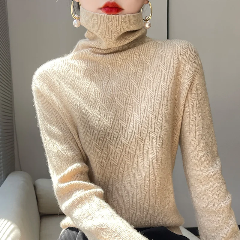 2022 Cashmere Sweater Women\'s Casual Turtleneck Pullover Fashion Knitwear Women\'s Autumn And Winter Solid Color Sweater