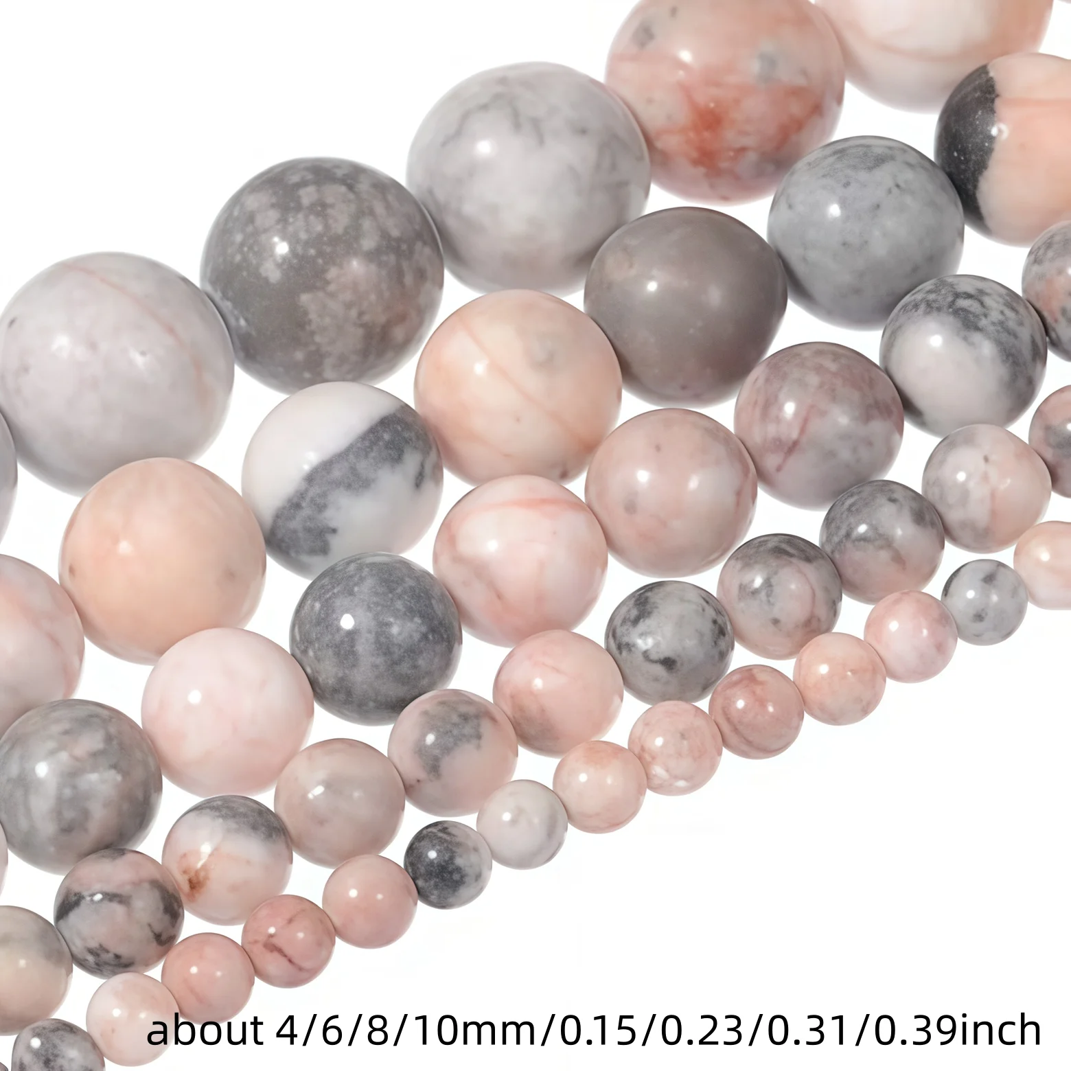 4/6/8/10mmm Pink Zebra Jasper beads, Natural Round Semi Precious Stone Smooth  Pink Zebra Jasper beads, for making DIY jewelry