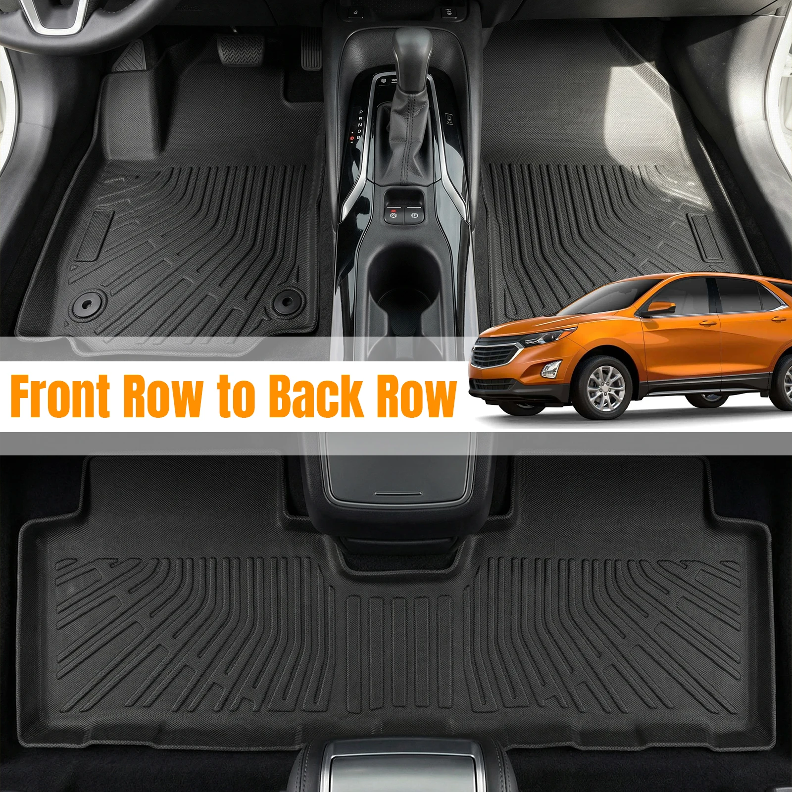 

Floor Liners Cargo Trunk Liner Set All Weather TPE Automotive Floor Mats for Chevrolet Equinox 2018-2024