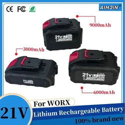 For WORX 21V Power Tool Battery 3000/6000/9000mAh Rechargeable Li-ion Cells Replacement of WA3551 WA3553 WA3641 WG629E WG546E WU