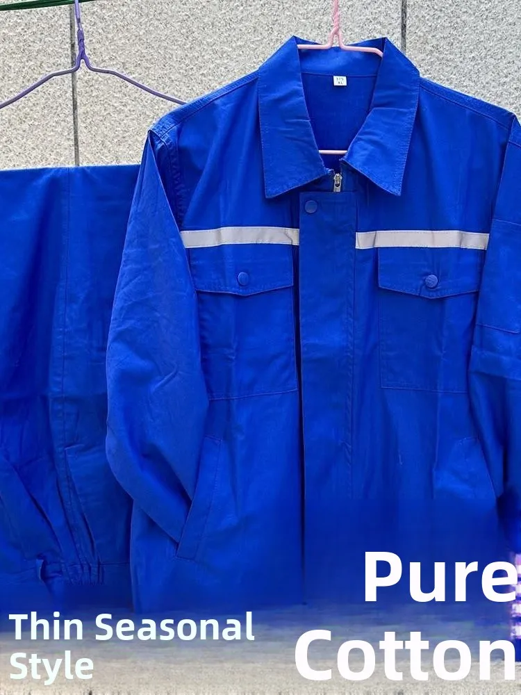 

Ультратонкий дышащий комплект рабочей одежды из чистого хлопка с длинными рукавами и светоотражающими полосами, впитывающий пот, для мужчин и женщин