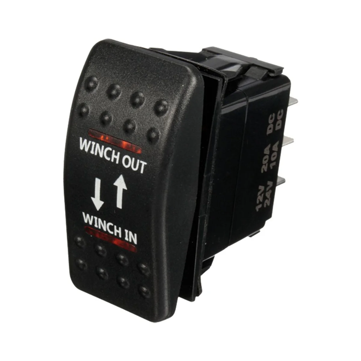 

8X 12V 20A Winch In Winch Out On-OFF-On Rocker Switch 7 Pin LED RED