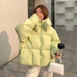 Coat Women Winter Jacket Korean Fashion Baggy Thickening Warm Bubble Ladies Cropped Coat Cotton Padded Outwear Parkas