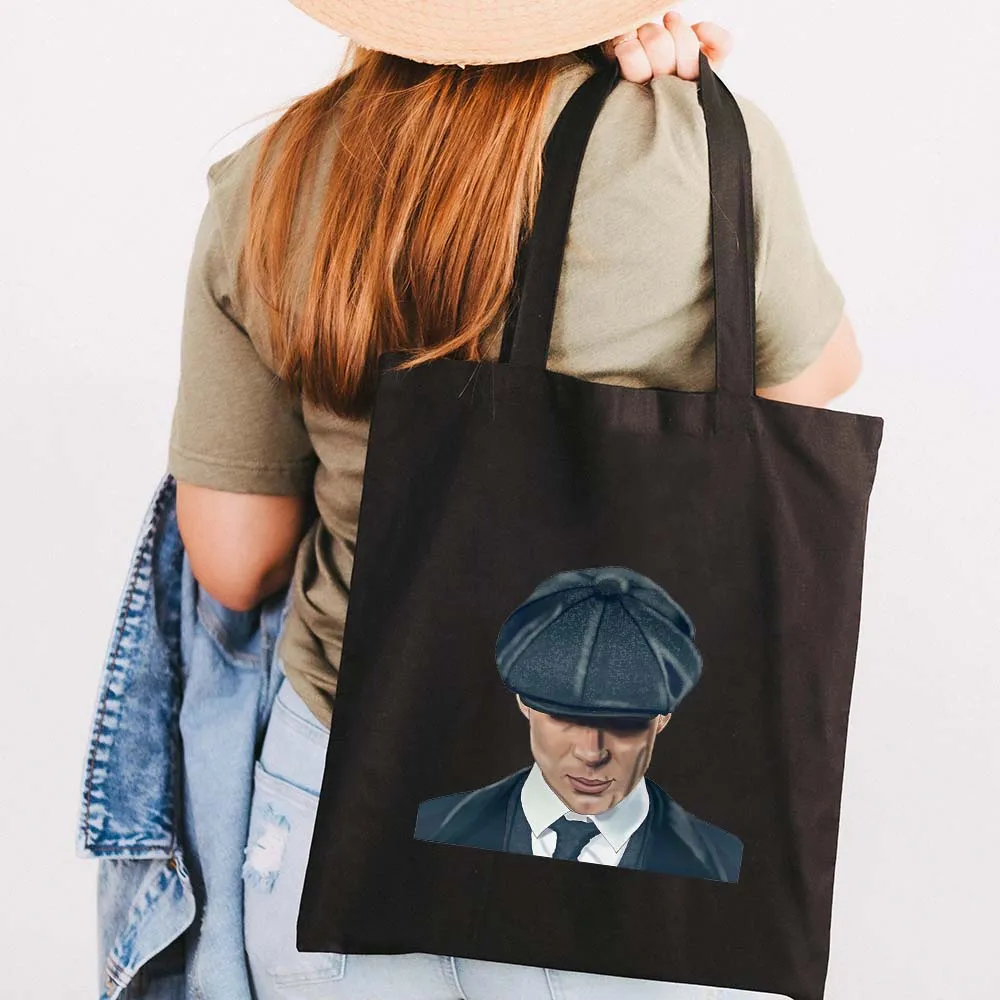 Tommy Shelby Peaky Blinders Cillian Murphy Movie TV Show Women\'s Canvas Shopper School Cotton Tote Bag Harajuku Shoulder Handbag