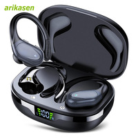 Wireless Headphones Bluetooth 5.3 Earphones 75Hrs Playtime with Mic LED Display Button Control Earhook Sport Waterproof Headsets