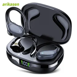 Wireless Headphones Bluetooth 5.3 Earphones 75Hrs Playtime with Mic LED Display Button Control Earhook Sport Waterproof Headsets