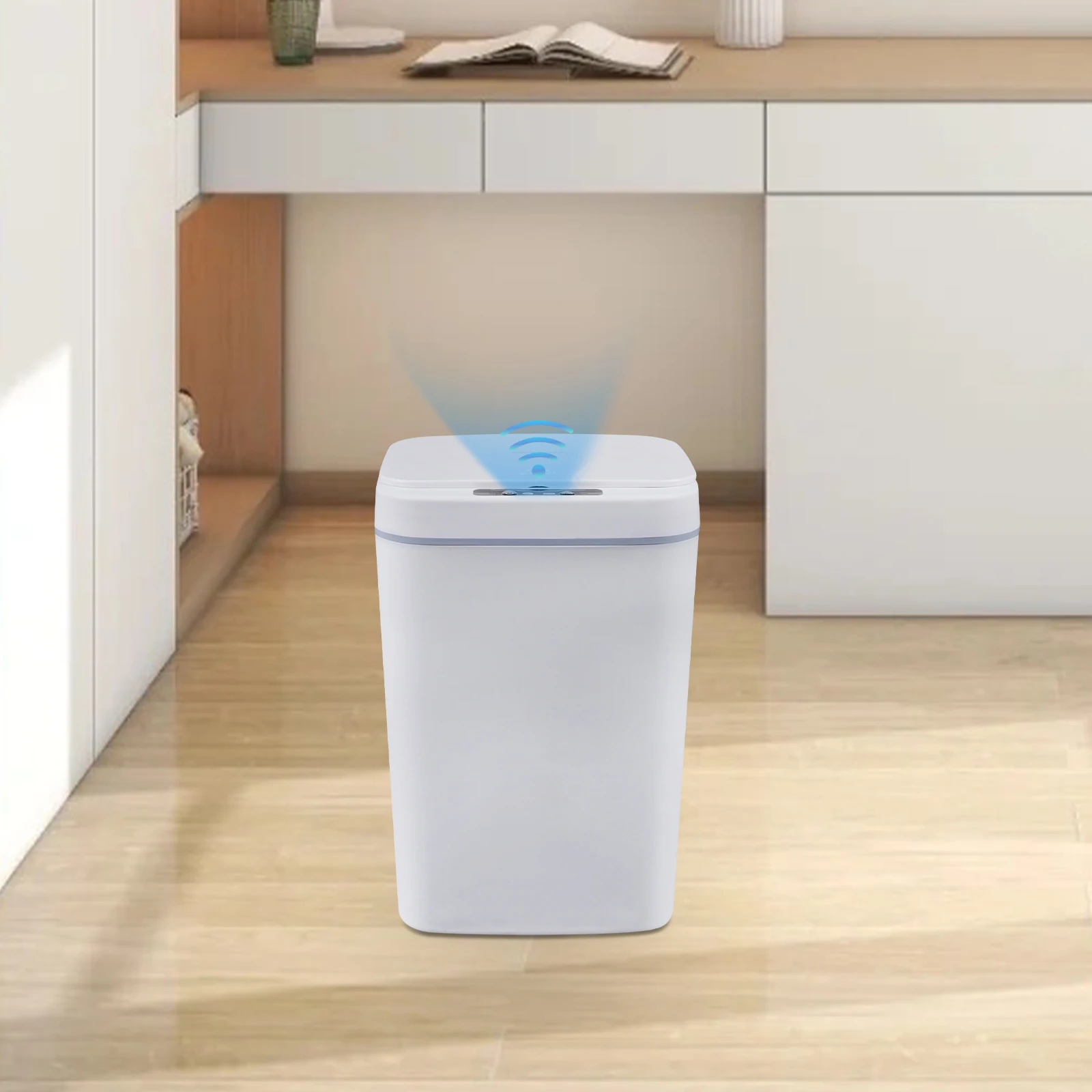 Pressed Trash Can Waterproof Bedroom Trash Can with Lid Automatic Garbage Bin for Bathroom Living Room Anti Odor Trash Can