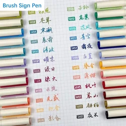 1pc Brush Sign Pen 24 Colors Painting Graffiti Calligraphy Small Regular Script Soft Head Pen Colorful Pen