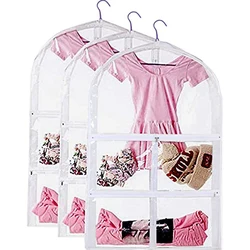 Dance Garment Bags for Dancers Transparent Storage Clear Bag with Zippered Pockets PVC Garment Covers for Kids Dance Clothes