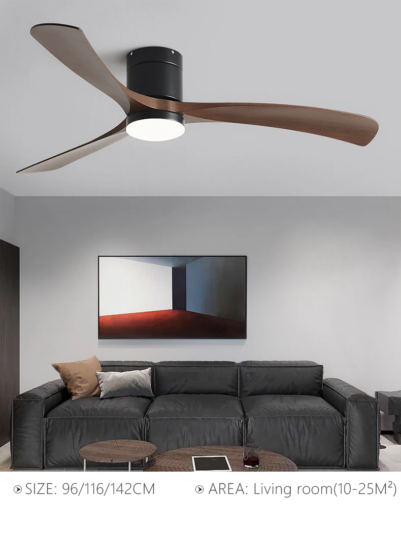 38/56inch Low Floor Ceiling Fan Light 3 Blades DC Motor Remote Control LED Lights for Restaurant Coffee Shop Home Hotel Office