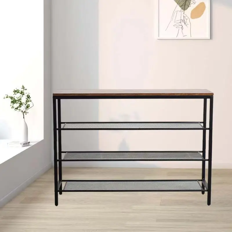 New S26 iron and wood combined shoe rack multi-layer storage rack home entrance porch shoe cabinet simple shoe storage rack