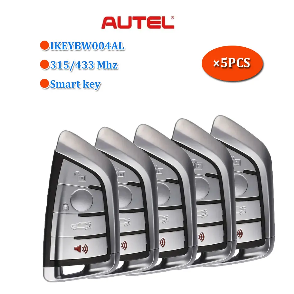 5pcs Autel Universal Smart Key BW004AL 4 Buttons for BMW Ikeybw004al Program with Maxiim Km100 E Key Programmer Razor Style