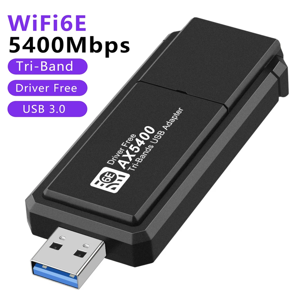 AX5400 WiFi 6E USB 3.0 محول واي فاي استقبال دونغل لأجهزة الكمبيوتر المحمول ويندوز 10 11 سائق مجاني