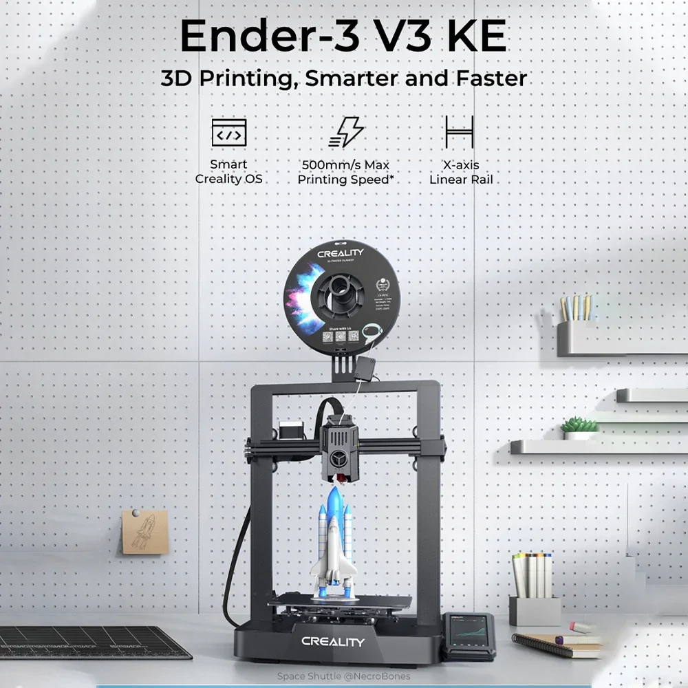 Creality 3D Printer Ender-3 V3 KE 500mm/s Fast Printing Speed Smart Creality OS X-AxisLinear Rail Double Fans Smart Ul 60W