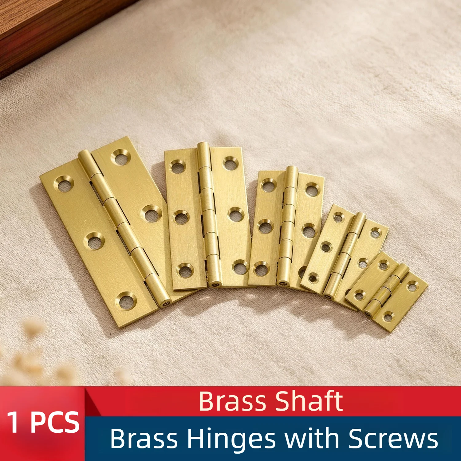 Brass Hinges Full Collection Golden Small Copper Hinges for Wardrobe Doors Folding Antique Flat Open Hardware Screws included
