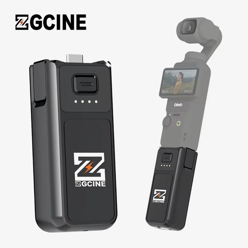ZGCINE PK-H01 Battery Grip Compact 17W PD Fast Charging Supports Reverse Charging Data Transmission for Dji OSMO Pocket 3