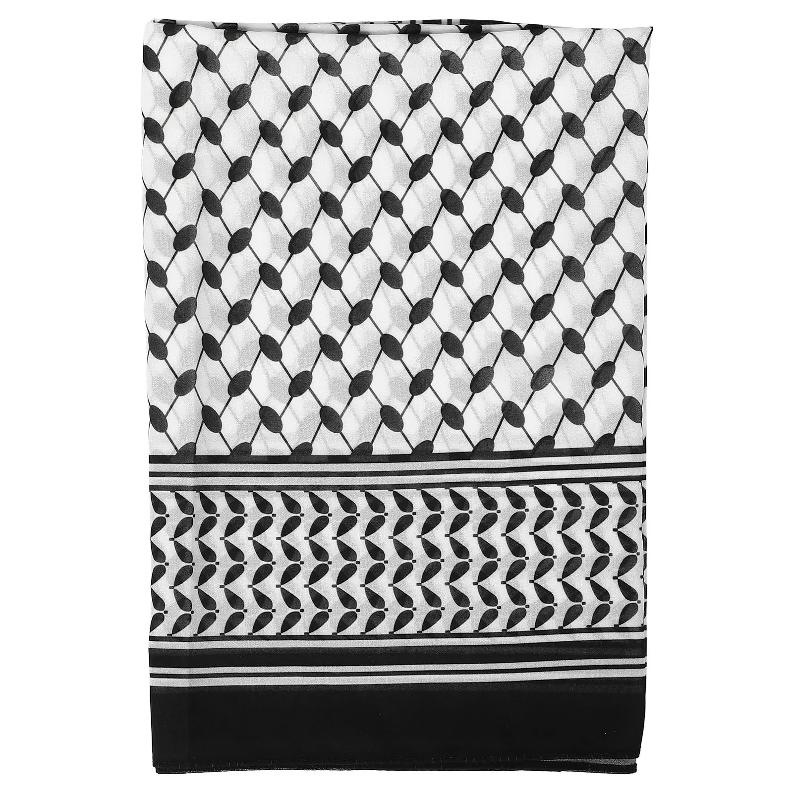 

Black Printed Chiffon Headscarf Stylish Breathable Fashion Head Neck Scarf Versatile Arab Palestinian Scarf for Travel Party