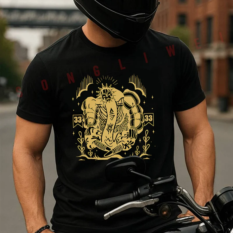 

Clair Obscur Expedition 33 Motorcycle T-Shirt Cotton Cute Men T Shirts Summer Casual Short Sleeve Round Neck Tees