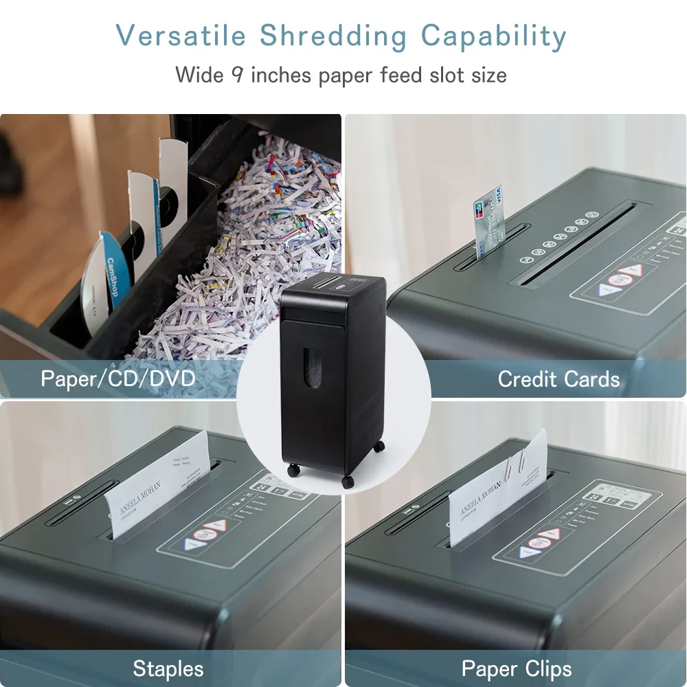 42L Industrial Paper Shredder P4 22 Sheets Non-stop Cross Cut CD Manual Destroyer Device Equipment for Office Commercial Use