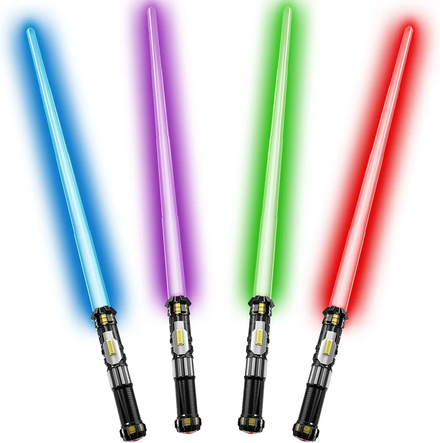 

4-Pack LED Light Up Sword with Sound FX & Retractable Handle, Glow in Dark Toy for Kids Adults