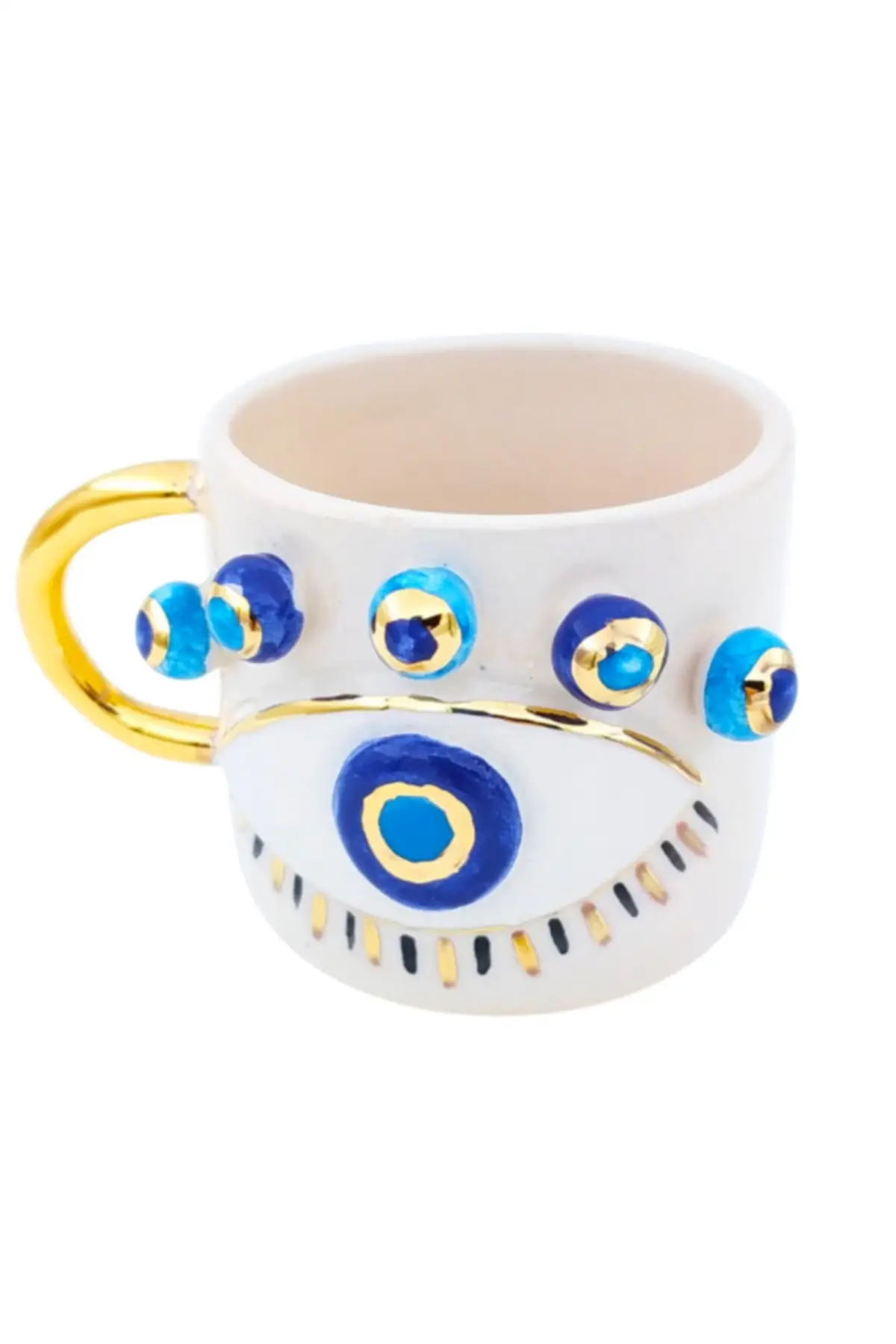 DOLBOVI 24 sterling gold embroidered, evil eye figured, 100 handmade, handmade, double turkish coffee cup cup