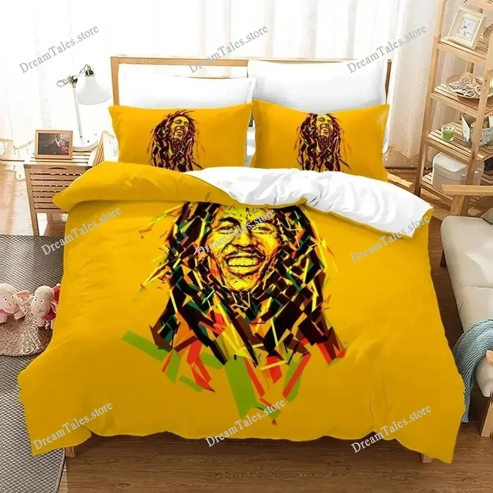 

Music Legends Jamaica Singer Bob Marley Style Duvet Cover Pillow Case Bedding Set Quilt Cover Double Bed Home Textile741