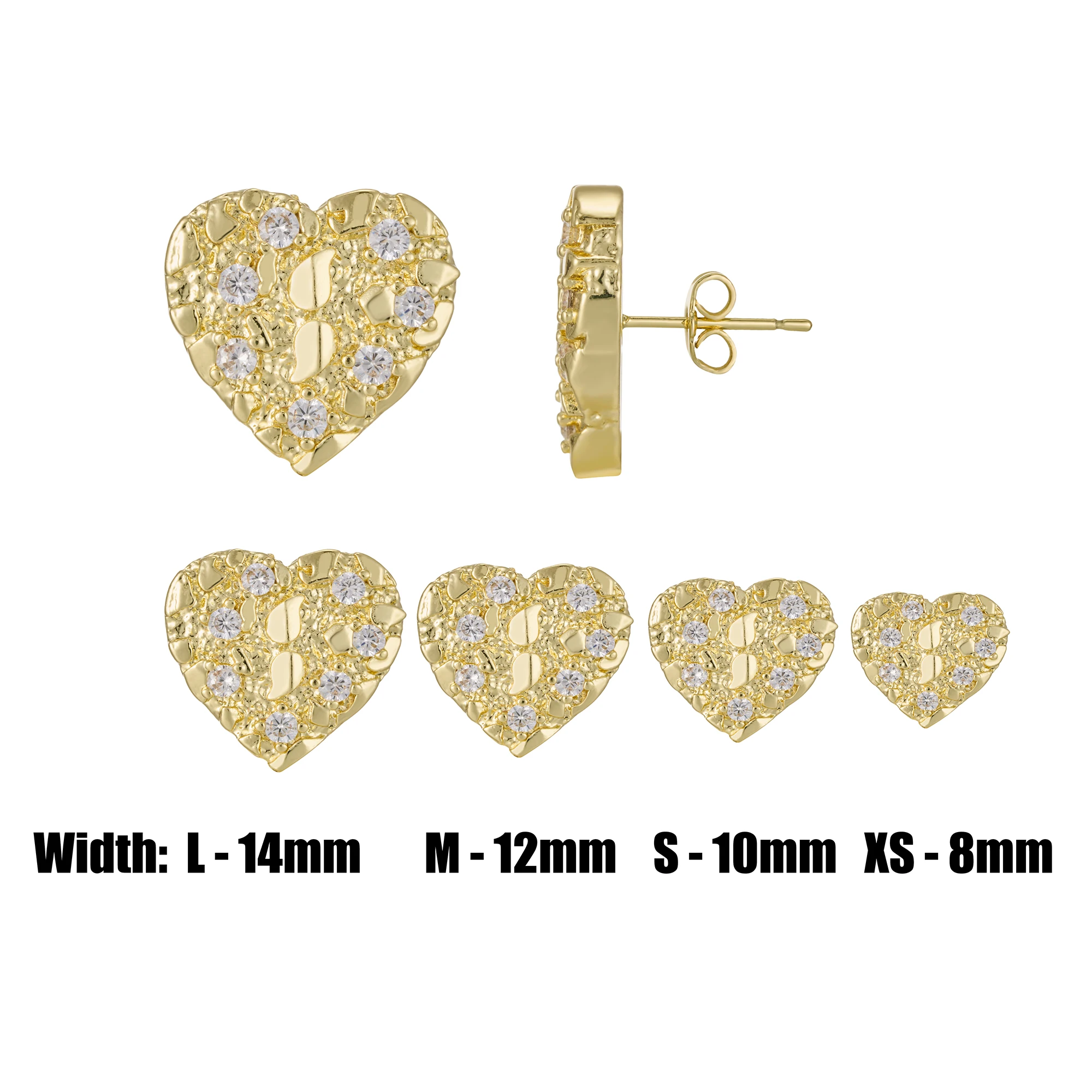 14K مطلية بالذهب الهيب هوب الكتلة وأقراط 8 مللي متر-12 مللي متر AAA تشيكوسلوفاكيا زركون شكل قلب مجوهرات الأزياء للرجال والنساء روك