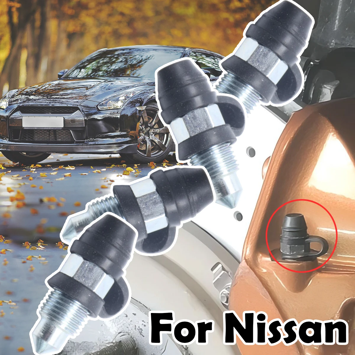 

Front Bleeder Valves and Rubber Dust Caps Left Right Caliper Bleed Nipple Screw Repair Kit For Nissan GT-R R35 Skyline R33 R34