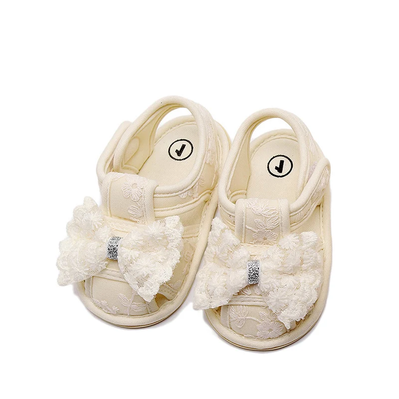 Baby Girls Summer Sandals Cute Bowknot Ruffle Flat Shoes Non-Slip Sole Toddler First Walker Shoes