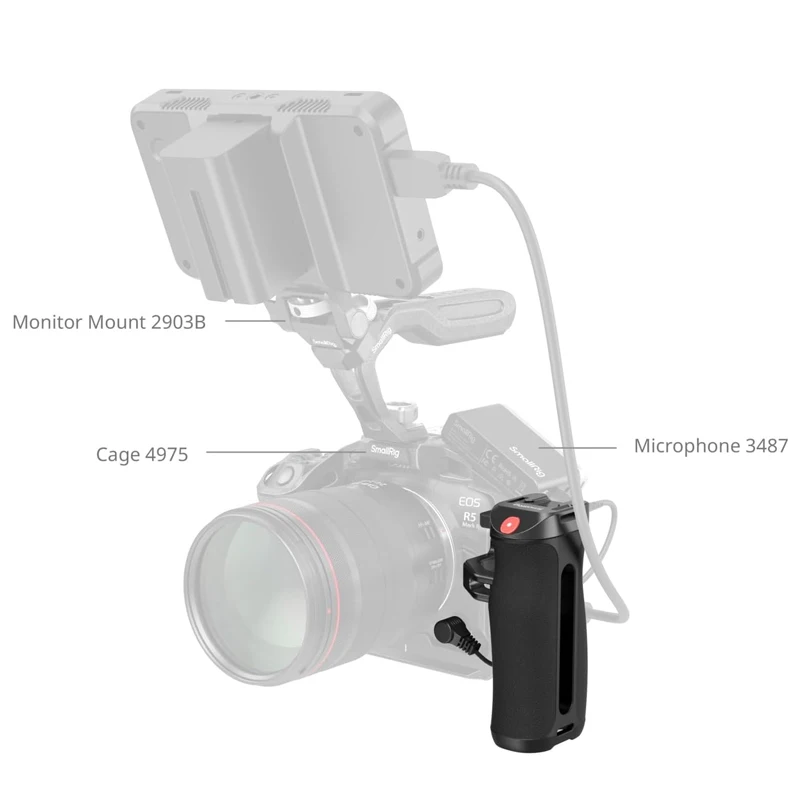 Manija lateral SmallRig con gatillo Rec (1/4"-20 tornillos) 4928 para cámaras Sony A7S III/FX3 /FX30/A6600 Canon FUJIFILM Panasonic