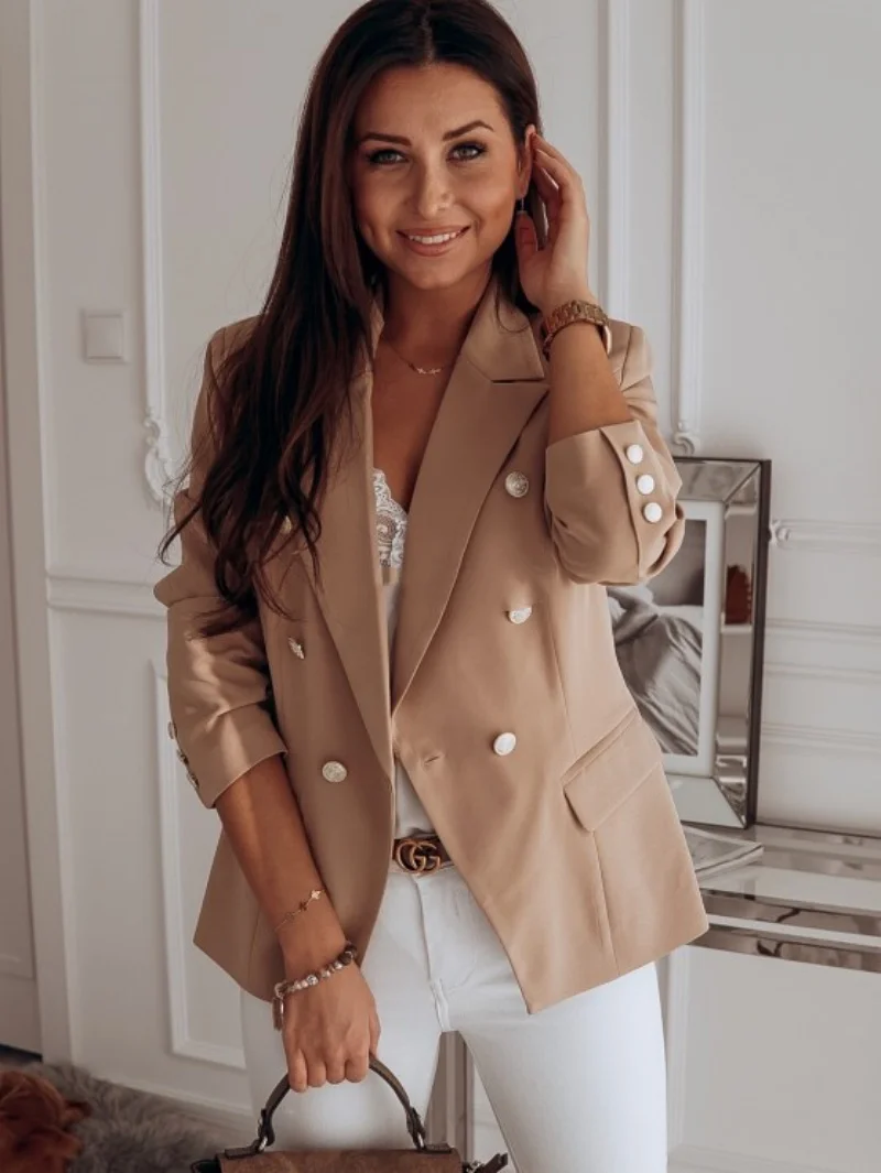 2024 Spring White Blazer Women\'s Coat Fashion Woman Jacket Female Coats Spring Formal Elegant Office Lady Outerwear Clothing